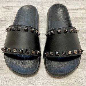 Valentino Rockstud Slides Sandals
